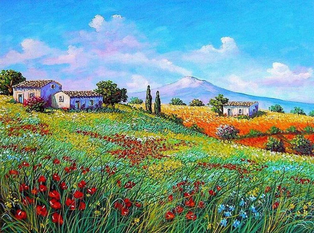 vendita quadro dipinto ad olio paesaggio con l'etna.jpeg