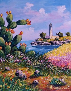 vendita quadro dipinto ad olio su tela, marina paesaggio