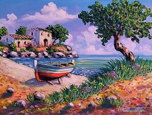 vendita quadro dipinto ad olio su tela, marina paesaggio