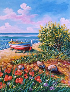 vendita quadro dipinto ad olio su tela, marina paesaggio