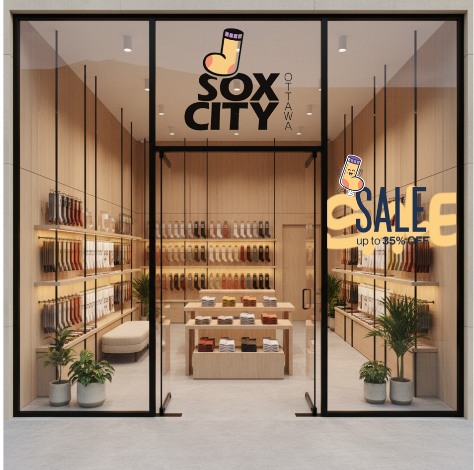 create a render full size of a socks shop. contemporary style. organized shop and natural tones, lights and materials