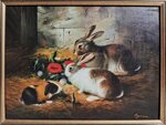 byron-coppia-di-coniglietti-con-porcellino-dindia-meta-xx-secolo
