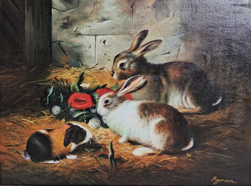 byron-coppia-di-coniglietti-con-porcellino-dindia-meta-xx-secolo