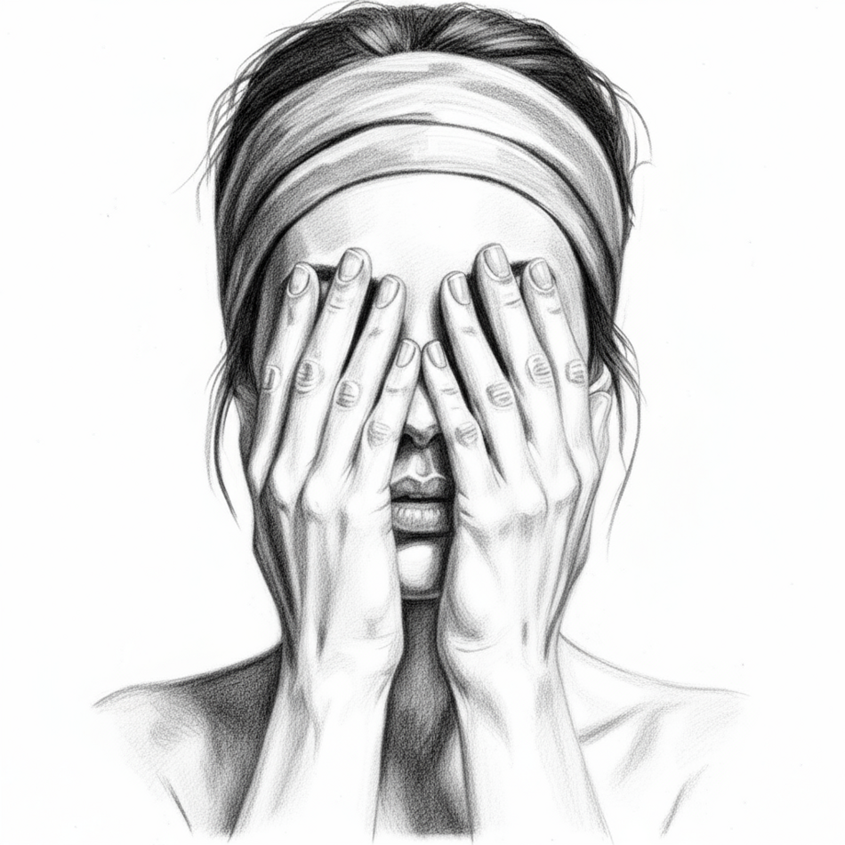 contorno a matita ritratto donna mani sugli occhi dettagliato volume contorno a matita ritratto donna mani sugli occhi dettagliato volume