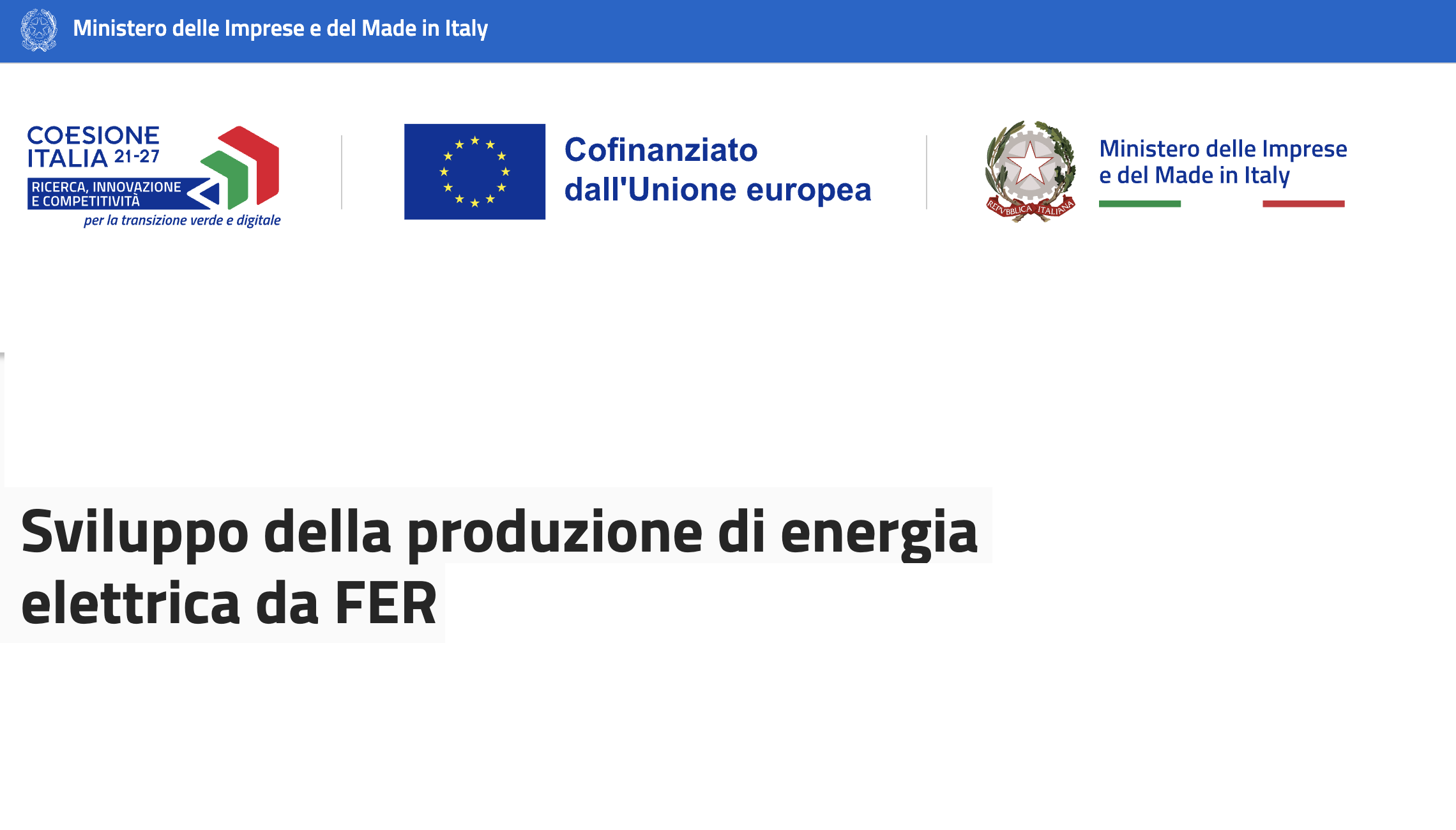 Sviluppo della produzione di energia elettrica da FER