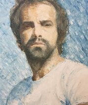 Autoritratto del pittore Autoritratto del pittore 1975, olio su tela (particolare)