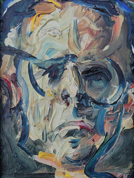 Enzo Pregno, Autoritratto, 1950, olio su cartone