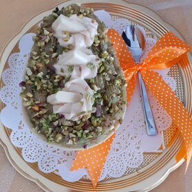 uova al cucchiaio Pistacchio e bianco