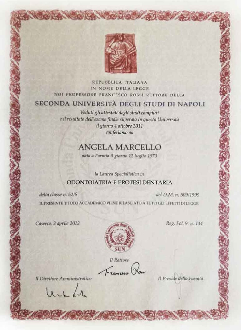 Laurea della Dottoressa Angela Marcello