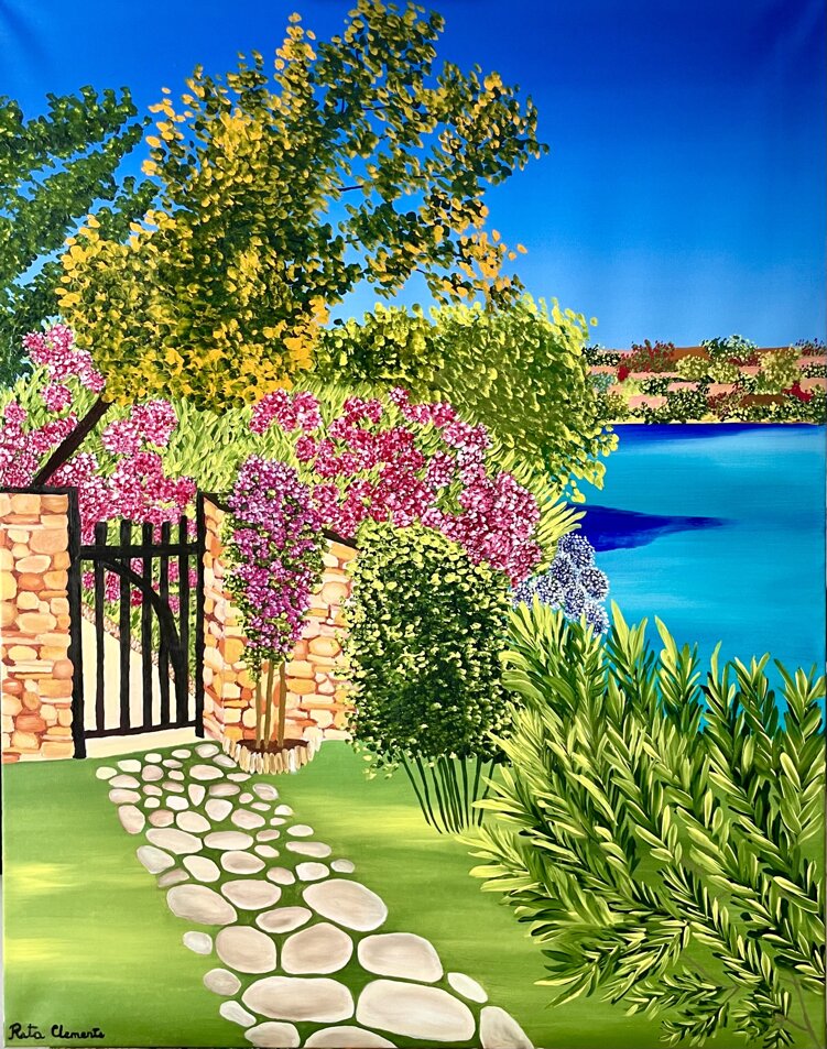 Quadro ad olio sul mare della costa smeralda