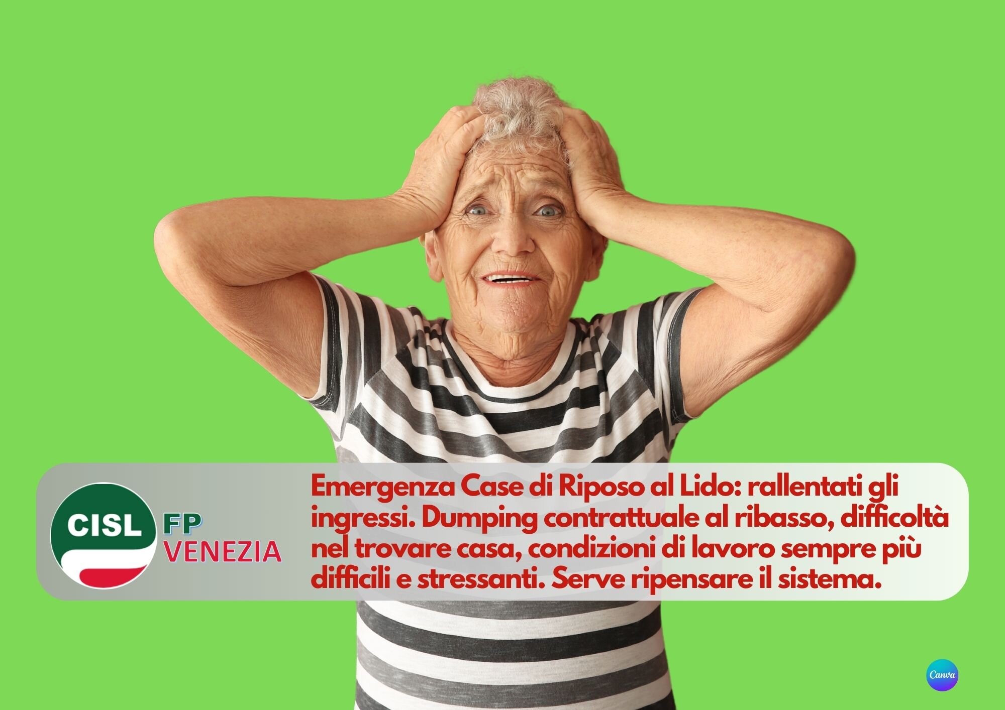 CISL FP Venezia. Fortemente critica la carenza di OSS al Lido. Accoglienza in crisi nelle RSA CISL FP Venezia. Fortemente critica la carenza di OSS al Lido. Accoglienza in crisi nelle RSA
