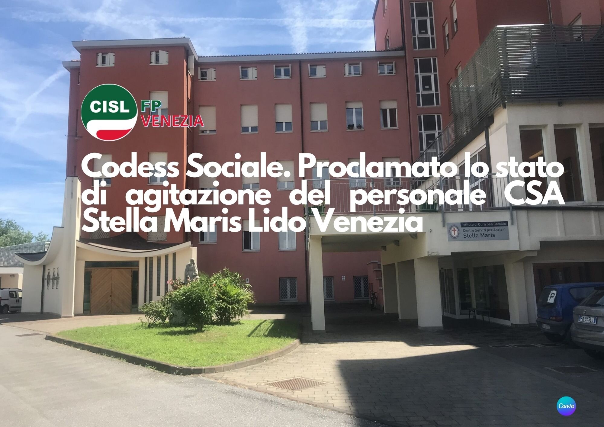 CISL FP Venezia. Proclamato stato di agitazione personale del CSA Stella Maris Lido Venezia Codess Sociale