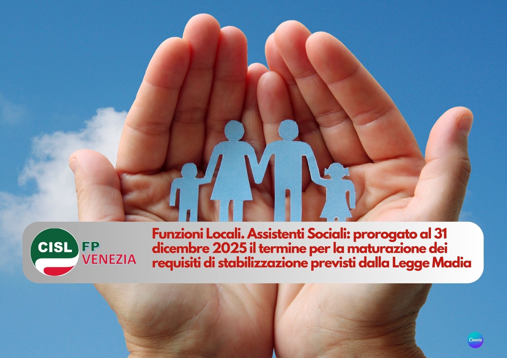 CISL FP Venezia. Assistenti Sociali: prorogato il termine maturazione requisiti di stabilizzazione CISL FP Venezia. Assistenti Sociali: prorogato il termine maturazione requisiti di stabilizzazione