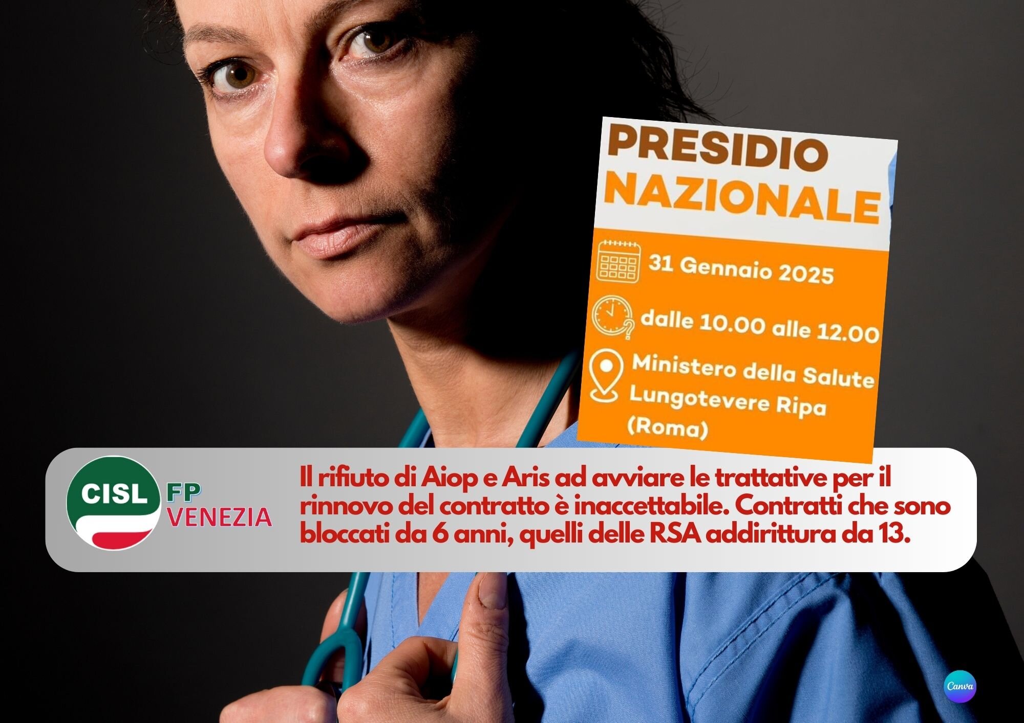 CISL FP Venezia. Sanità privata. La storia infinita: ma siamo stanchi di aspettare. Presidio a Roma