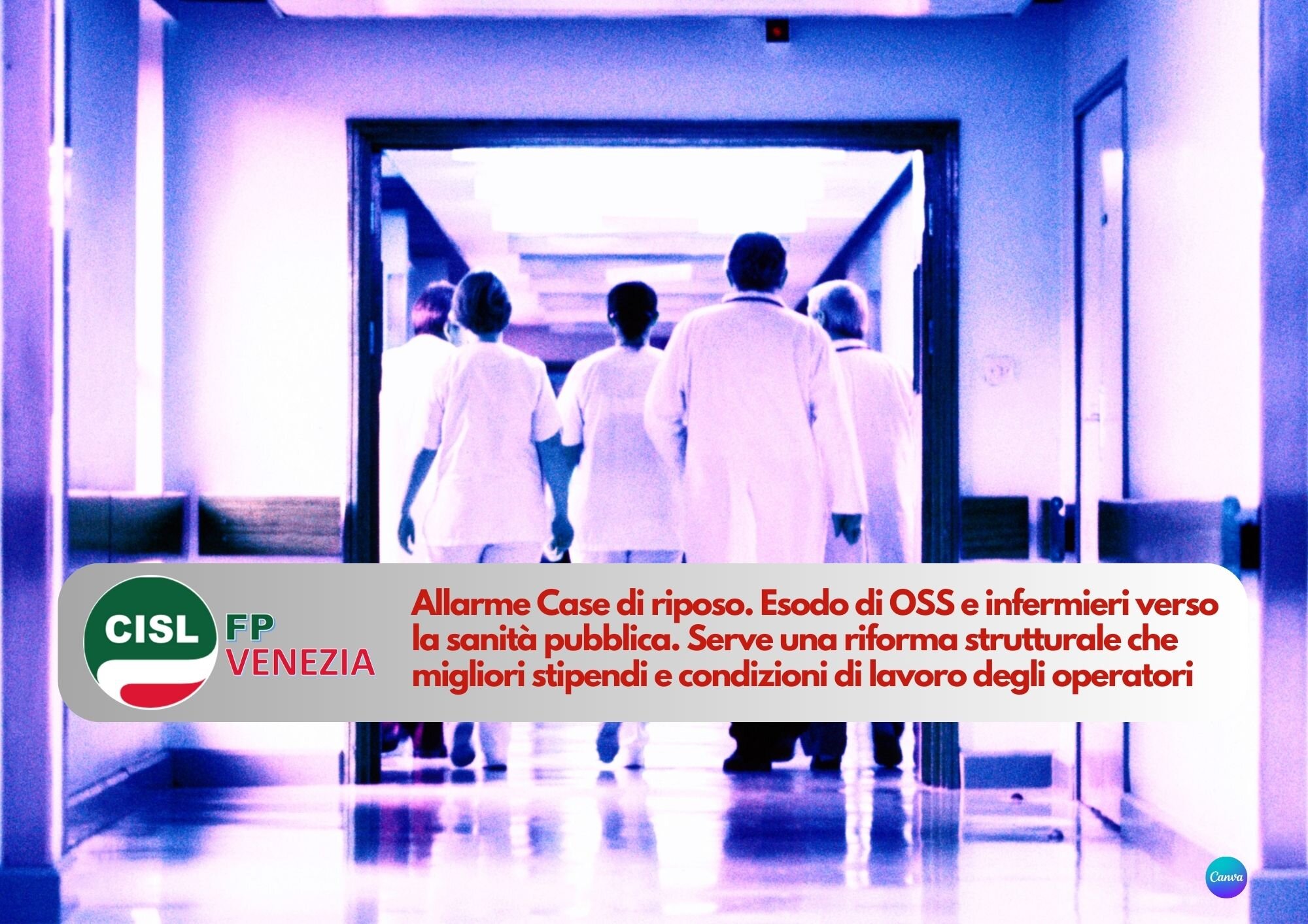 CISL FP Venezia. Allarme Case di riposo. Esodo di OSS e infermieri verso la sanità pubblica