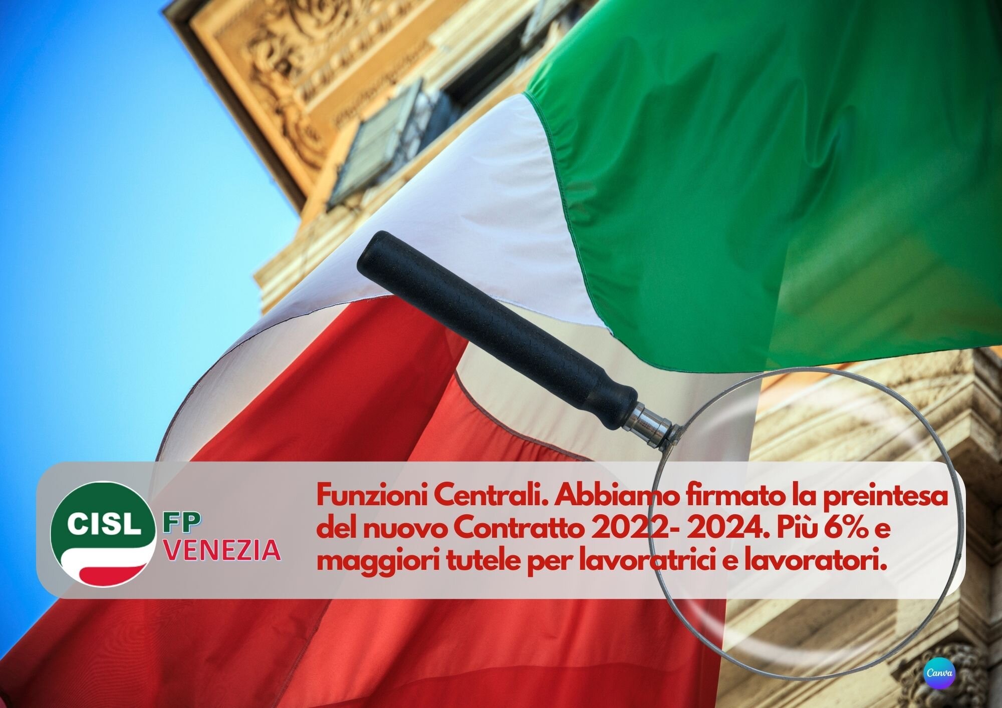 CISL FP Venezia. Funzioni Centrali: abbiamo firmato il rinnovo del Contratto. +6% e maggiori tutele CISL FP Venezia. Funzioni Centrali: abbiamo firmato il rinnovo del Contratto. +6% e maggiori tutele