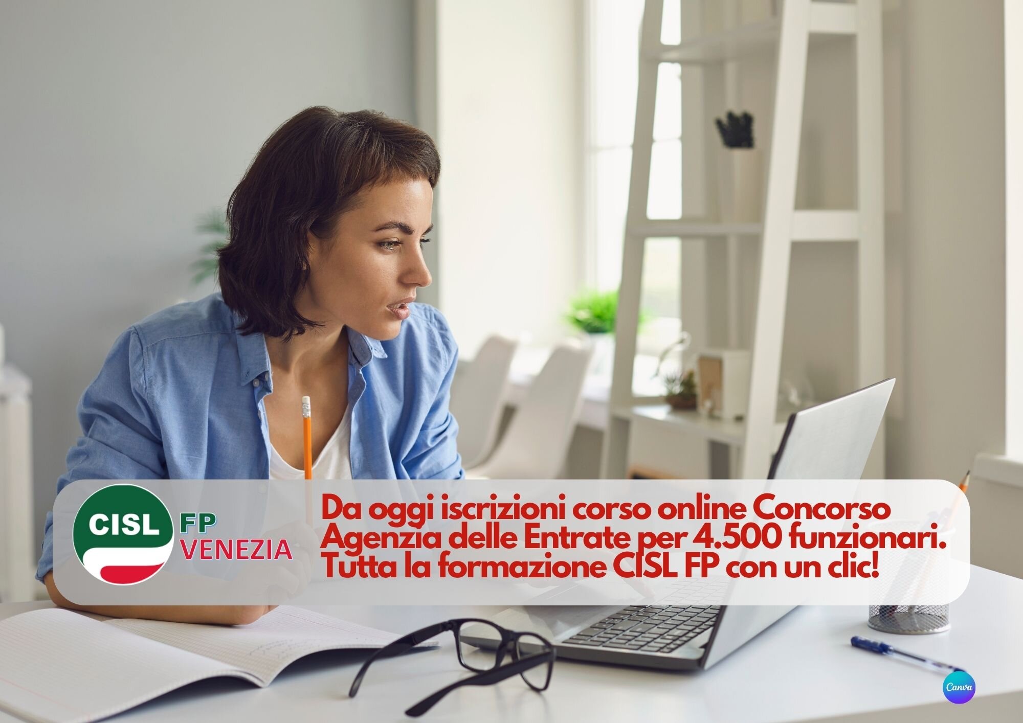 CISL FP Venezia. Da oggi iscrizioni corso online Concorso Agenzia delle Entrate. Tutta la formazione CISL FP