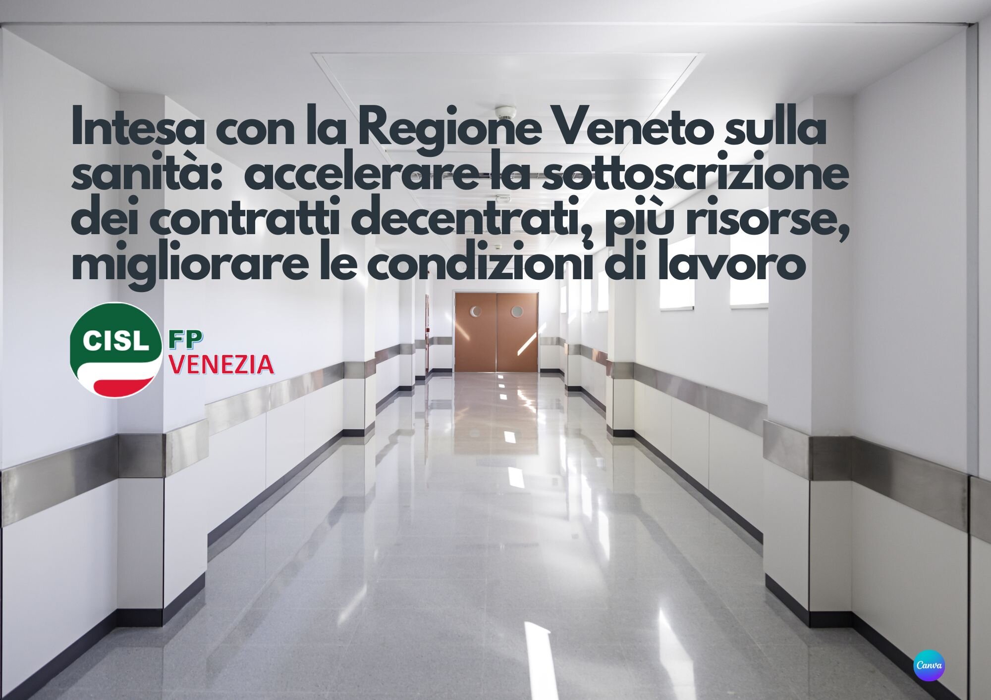 Cisl FP Venezia. Sanità pubblica. Accordo con Regione Veneto: accelerare contrattazione decentrata e risorse