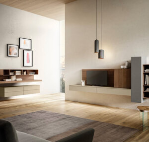 Composizione Living Moderna, con Aggiunta di Zona Studio. Ottimo per lo Smart Working.