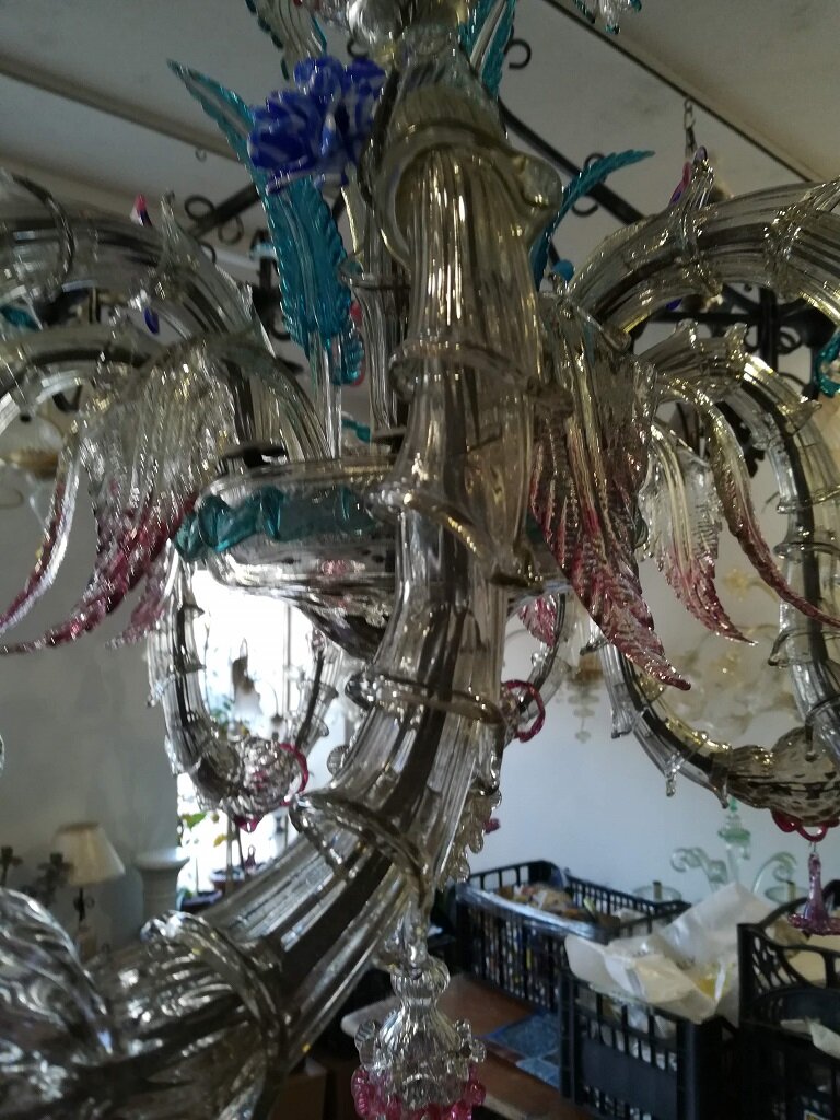Restauro antico candelabro in vetro di Murano