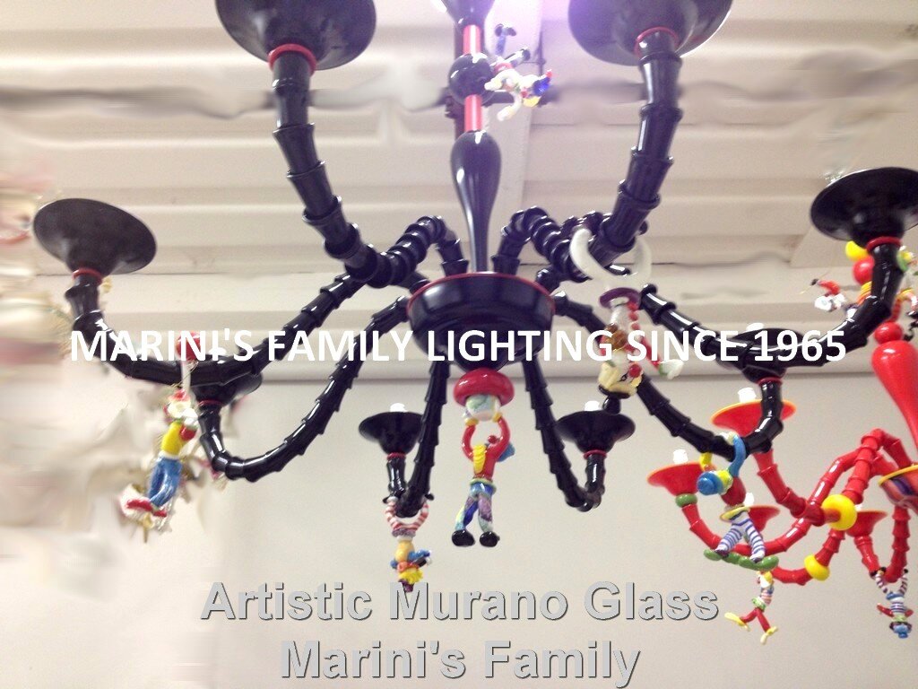 Lampadario di Murano con pagliacci