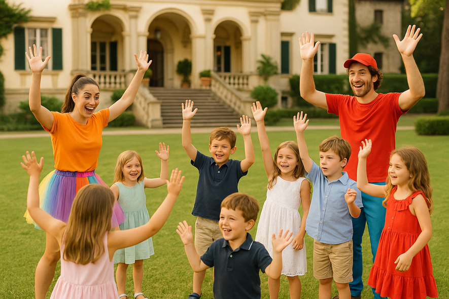 giochi all'aperto nella villa italiana giochi all'aperto nella villa italiana