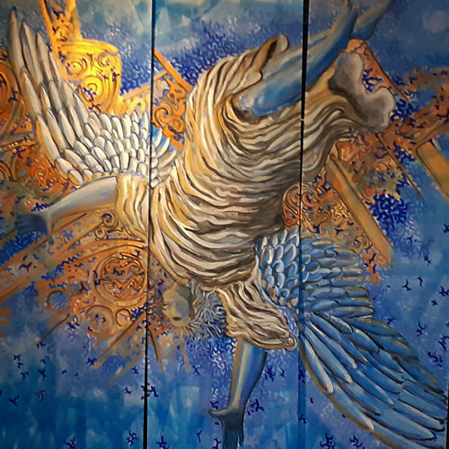 l'angelo della finestra d'oriente - 2022 trittico acrilico su md cm 210 x 210.jpeg
