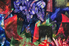 giardino notturno acrilico e collage su tela 100x150.jpeg