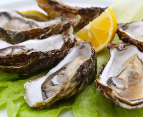 Ostriche fresche su letto di insalata croccante