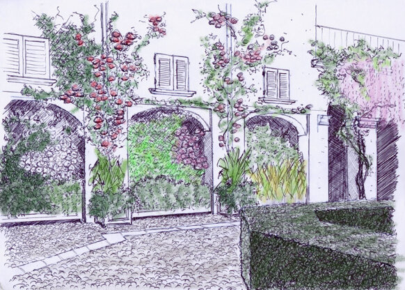 Disegno a penna colorato al computer