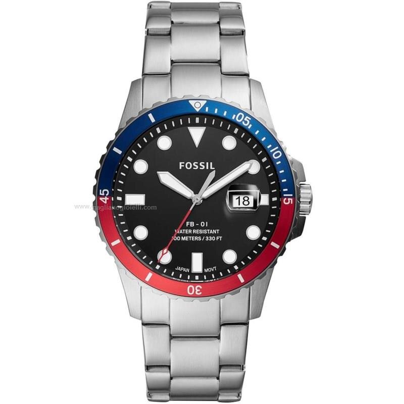 fossil-ref-fs5657-quarzo-acciaio-bracciale-acciaio-uomo-ghieri-rossoblue