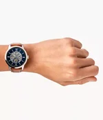 fossil-automatic-ref-me3154-cassa-in-acciaio-quadrante-blue-cintutino-in-cuoio-cassa-da-45mm