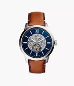 fossil-automatic-ref-me3154-cassa-in-acciaio-quadrante-blue-cintutino-in-cuoio-cassa-da-45mm