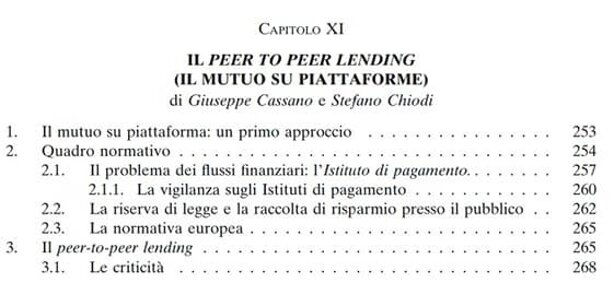 Indice del volume Banche, intermediari e Fintech: capitolo XI, Il peer-to-peer lending (il mutuo su piattaforme), di Stefano Chiodi.