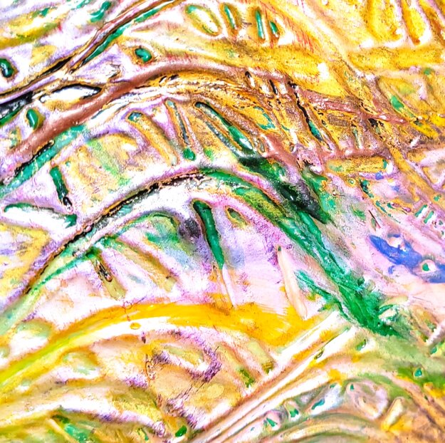 Particolari di quadri astratti dai colori solari , luminosi ed eterei. Pittura in rilievo. Particolari di quadri astratti dai colori solari , luminosi ed eterei. Pittura in rilievo.