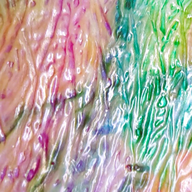 Particolari di quadri astratti dai colori solari , luminosi ed eterei. Pittura in rilievo.