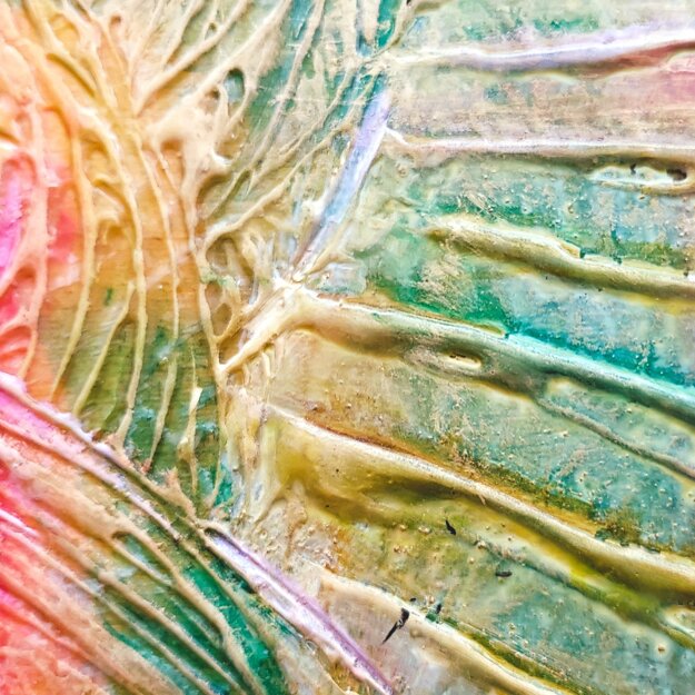 Particolari di quadri astratti dai colori solari , luminosi ed eterei. Pittura in rilievo. Particolari di quadri astratti dai colori solari , luminosi ed eterei. Pittura in rilievo.