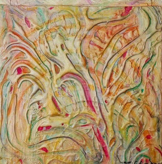 Particolari di quadri astratti dai colori solari , luminosi ed eterei. Pittura in rilievo. Particolari di quadri astratti dai colori solari , luminosi ed eterei. Pittura in rilievo.