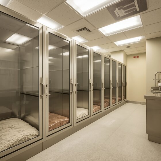 lucid-origin_a_calm_and_clean_veterinary_recovery_and_degenza_room_for_pets._a_wall_of_modern-0 (1).jpeg