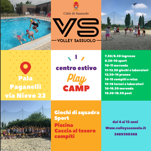 APERTE LE ISCRIZIONI AL PLAY CAMP CENTRO ESTIVO DEL VOLLEY SASSUOLO
