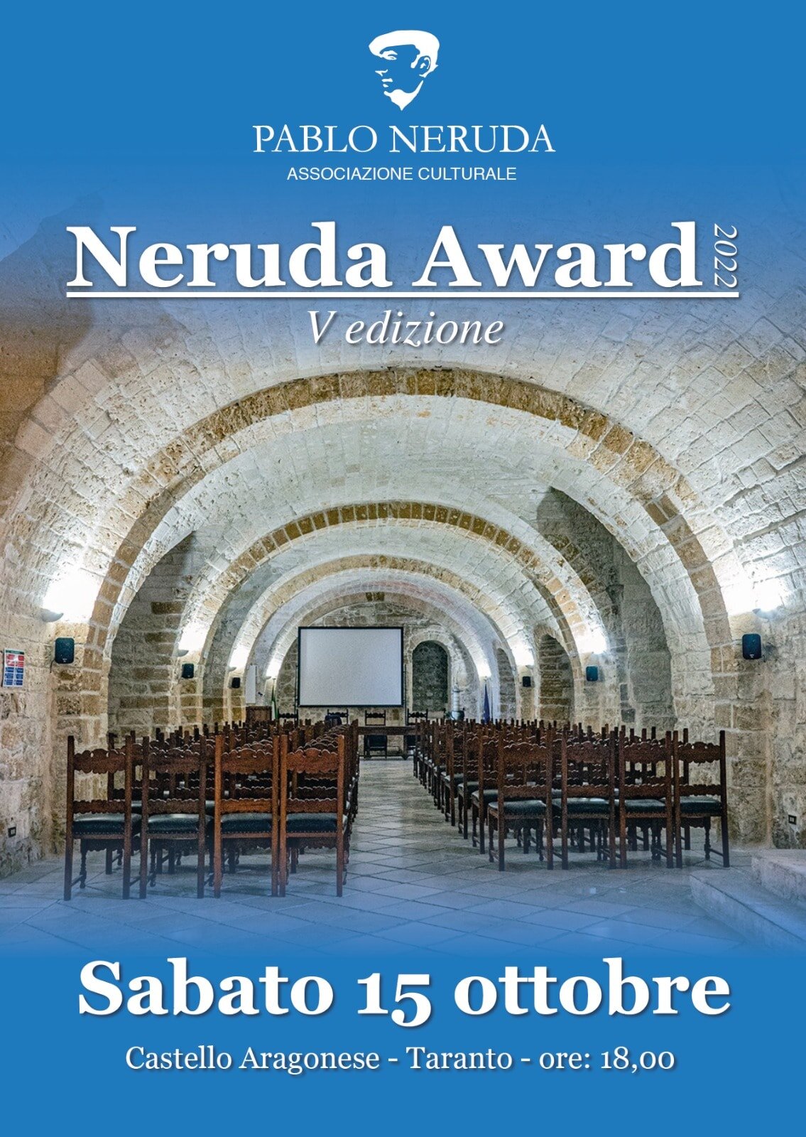 Neruda Award 2022, appuntamento al Castello Aragonese il 15 ottobre