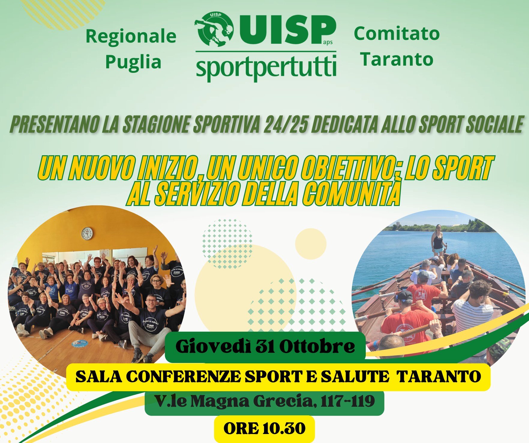Un nuovo inizio, un unico obiettivo: lo sport al servizio della comunità. La Uisp Taranto presenta i nuovi progetti