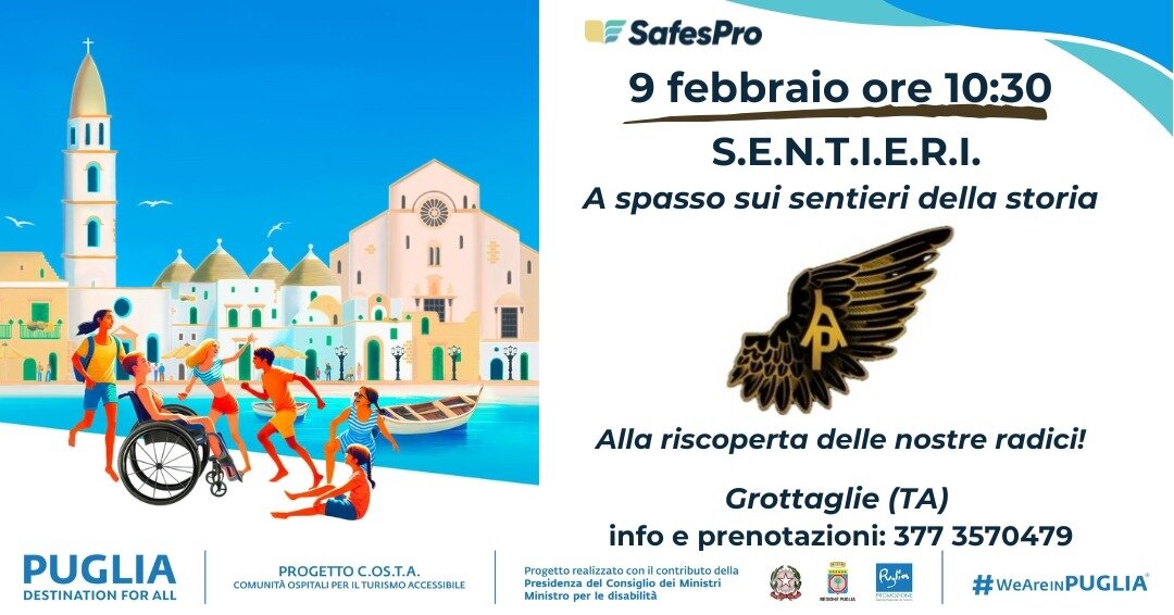 Domani ultimo appuntamento del progetto S.E.N.T.I.E.R.I.: si torna a Grottaglie Domani ultimo appuntamento del progetto S.E.N.T.I.E.R.I.: si torna a Grottaglie