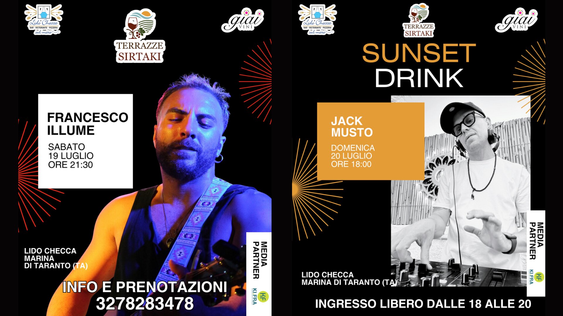 Estate in musica alle Terrazze Sirtaki: due nuovi appuntamenti tra tramonti sonori e live emozionanti