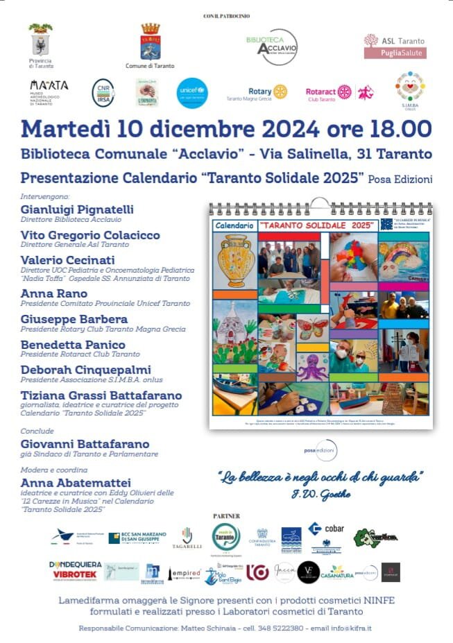 Nuova presentazione per il calendario “Taranto Solidale 2025”