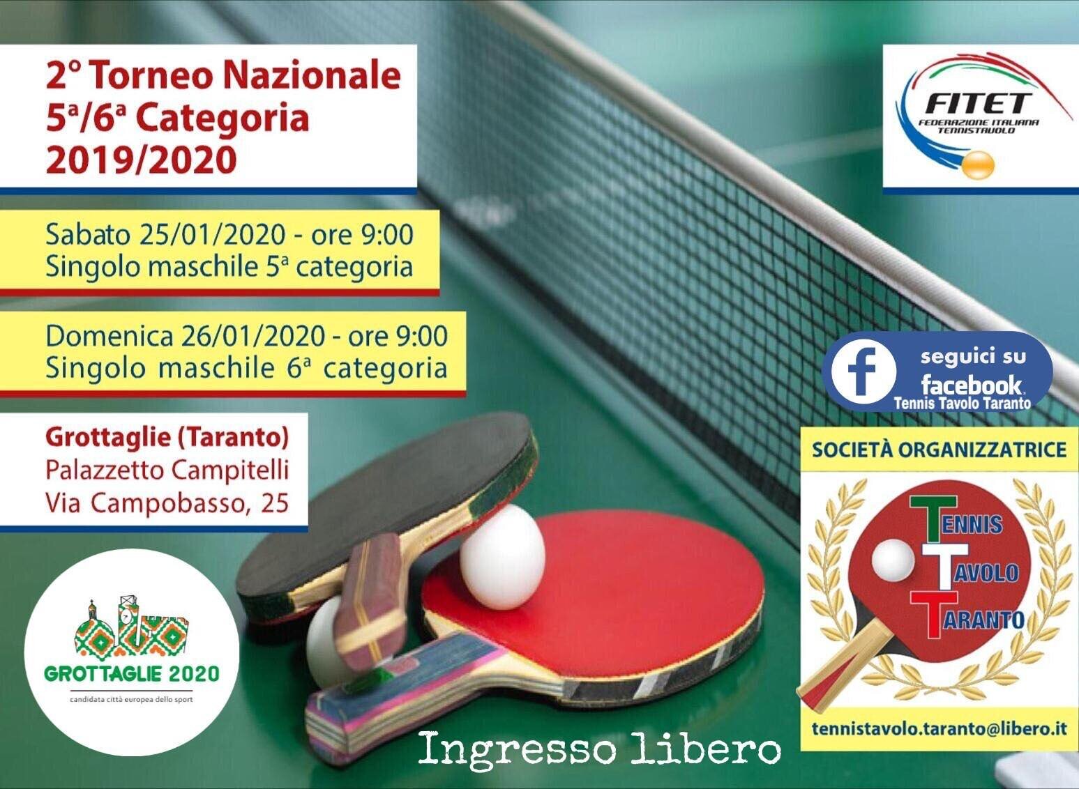 Grottaglie 2020, si parte con il tennistavolo: al "Campitelli" l’Open Paralimpico e i tornei nazionali di 5ª e 6ª categoria Grottaglie 2020, si parte con il tennistavolo: al "Campitelli" l’Open Paralimpico e i tornei nazionali di 5ª e 6ª categoria
