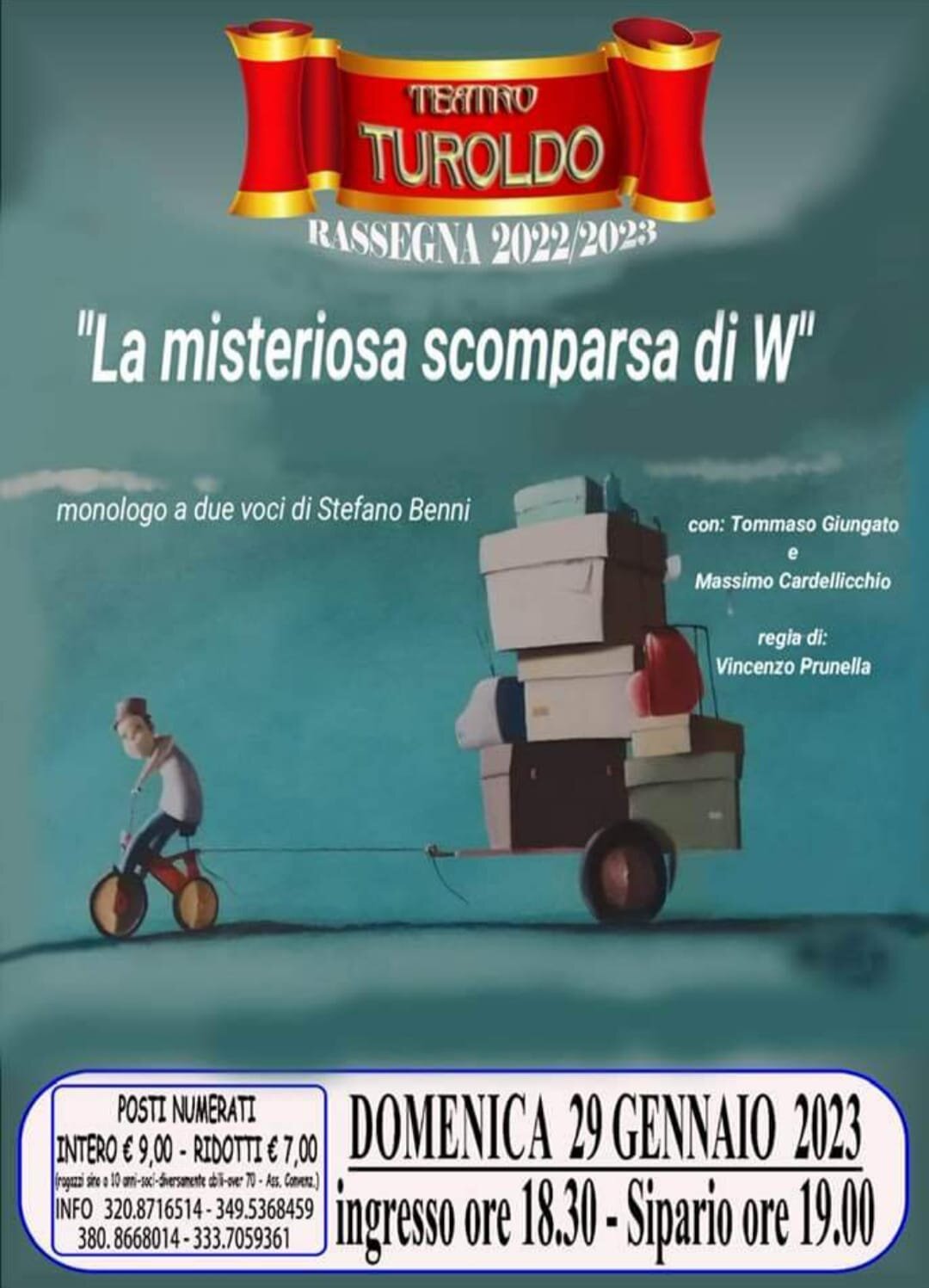 Teatro. Il 29 gennaio in scena “La Misteriosa Scomparsa di W” con la regia di Prunella