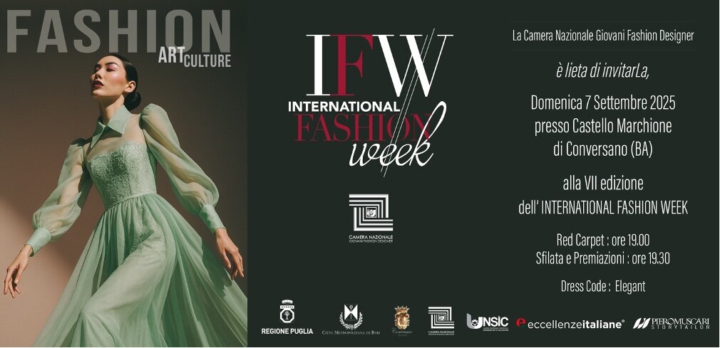 Conversano si veste di moda con l’International Fashion Week: sfilate, illustri stilisti, new generations, mostre, shooting e workshop