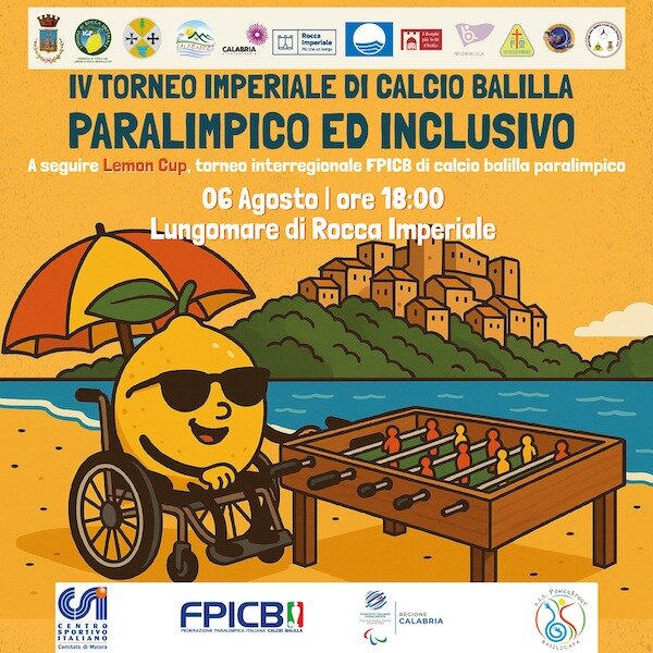 Rocca Imperiale ospita il IV Torneo Imperiale e la prima Lemon Cup di calcio balilla paralimpico