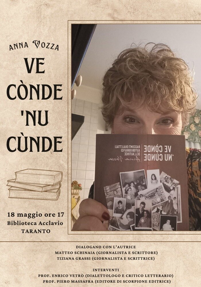 "Ve cònde 'nu cùnde": domani la presentazione del capolavoro di Anna Vozza alla Biblioteca Acclavio